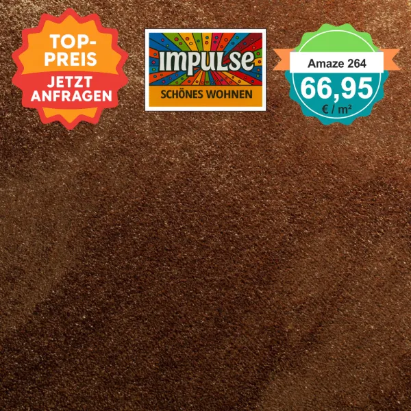 JAB Amaze – quadratische Draufsicht Velours-Teppichboden in fraise mit Preisaufdruck